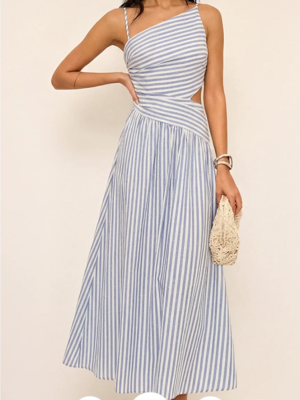 Commense Blue and White Striped One-Shoulder Maxi Dress Size S - Picture 12 of 15